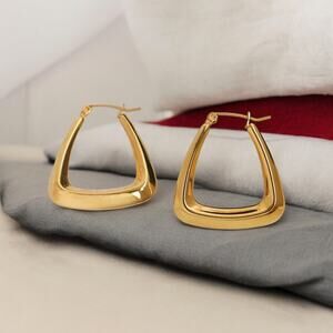 NEW 18K yellow gold plated hoop drop triangle earrings jewelry B15A